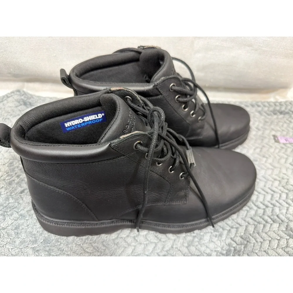 Rockport Storm Surge Mens 12 Black Leather Waterproof Chukka Boots V75787